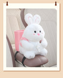 Adorable White Rabbit Tissue Holder for Car - Plush Toy with Storage