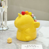 Adorable Unicorn Ceramic Fruit Fork Holder Set - Includes Stainless Steel Forks with Ball Tops(yellow)