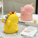 Adorable Unicorn Ceramic Fruit Fork Holder Set - Includes Stainless Steel Forks with Ball Tops(yellow)