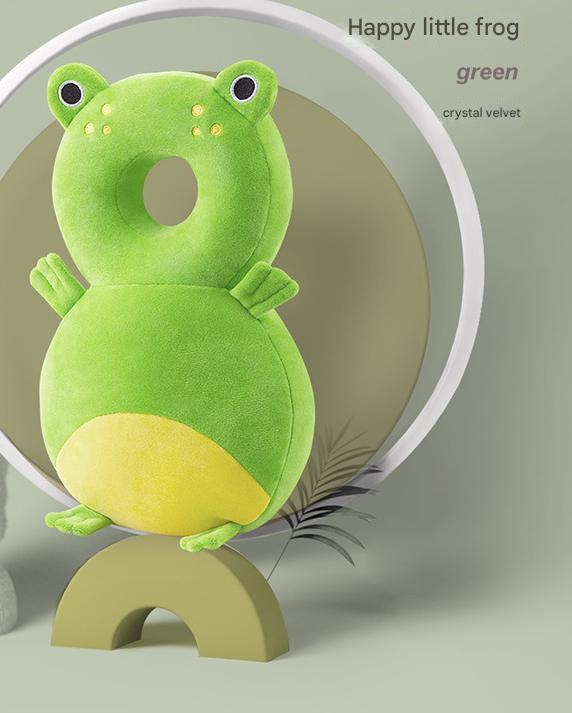 Adorable Baby Head Protector Backpack Cushion - Anti-Fall Toddler Safety Pad with Adjustable Straps(Green Frog)