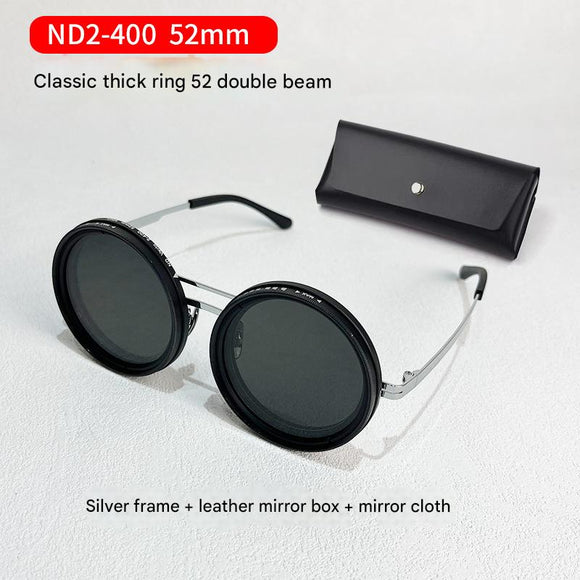 Adjustable ND9 Filter Sunglasses,Steampunk Retro Design with Polarized HD Anti-Glare Lenses(silver)