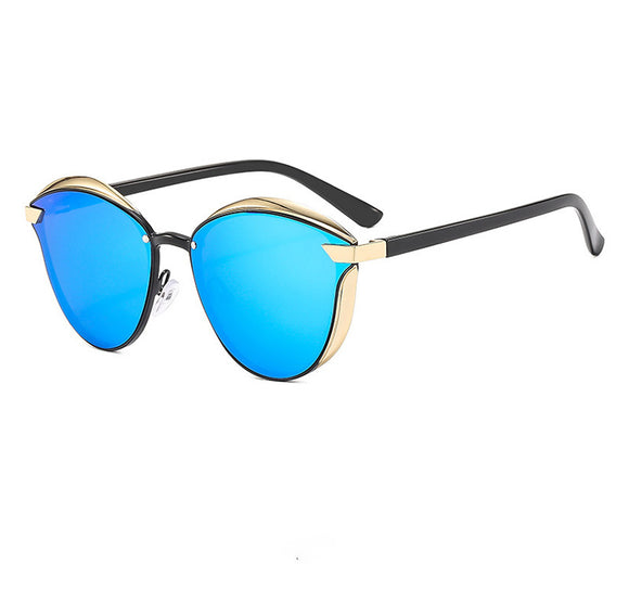 2-pcs Blue Elegant Women's Cat Eye Sunglasses - Anti-Glare, Lightweight Frame