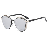 2-pcs Silver Elegant Women's Cat Eye Sunglasses - Anti-Glare, Lightweight Frame