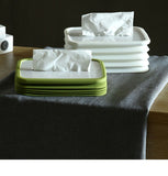 2-pcs White Silicone Tissue Box Holder - Automatic Self-Lowering Dispenser