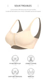 2 Pcs Size 3XL Women's Wireless Large-Cup Lace Bra with Front Clasp - Comfortable, Breathable, Beige