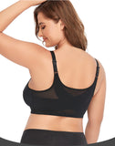 2 Pcs Size M Women's Wireless Large-Cup Lace Bra with Front Clasp - Comfortable, Breathable, Black