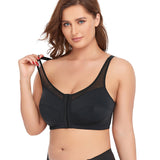 2 Pcs Size XXL Women's Wireless Large-Cup Lace Bra with Front Clasp - Comfortable, Breathable, Black