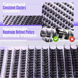 3 Pcs Black Stunning DIY Cluster Eyelash Extension Kit - 3 Trays, Mixed Lengths (10-18mm) Soft Vegan Wispy Lashes for Custom Volume