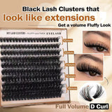 3 Pcs Black Stunning 100D DIY Lash Clusters - D Curl Faux Mink, Fluffy Volume, Mixed Lengths (10-18mm) Extension Look