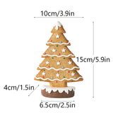 2 Pcs (1 Yellow + 1 Brown) Charming Gingerbread Christmas Tree Figurine - Festive Resin Holiday Table Decor Ornament