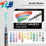 72 Colour Set Vibrant Cyan Acrylic Marker with Soft Brush Tip - 13.8 cm Professional Art Pen