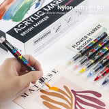 72 Colour Set Vibrant Cyan Acrylic Marker with Soft Brush Tip - 13.8 cm Professional Art Pen
