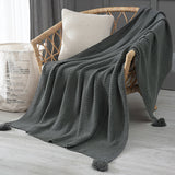 110cm x 150cm Grey Knitted Sofa Blanket for Autumn and Winter Naps