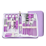 30-Piece Professional Manicure & Pedicure Set,Stainless Steel Grooming Kit(purple)