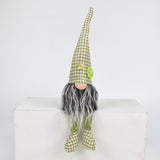 2 Pcs Charming Green Houndstooth Gnome - Plush Faceless Gonk with Long Dangle Legs - Adorable Shelf Sitter Home Decor Accent