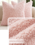 2 Pcs White Cozy Teddy Boucle Cushion Cover - Plush Decorative Square Pillow Case for Sofa & Bed