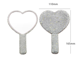 2PCS Pink Glamorous Diamond-Encrusted Heart Handheld Mirror - Luxe High-Definition Makeup Essential