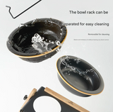 Adjustable Raised Pet Feeder - Modern Wood & Metal Stand with Dual Bowls for Cats & Dogs