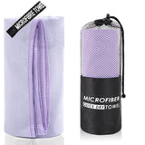 2-Piece Light Purple Quick-Dry Microfiber Sports Towel with Travel Case - Compact & Absorbent for Gym, Swimming & Camping
