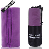 2-Piece Purple Quick-Dry Microfiber Sports Towel with Travel Case - Compact & Absorbent for Gym, Swimming & Camping