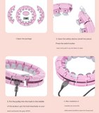 Light pink 21 Sections Adjustable Smart Hula Hoop with Weighted Ball - Never-Fall Fitness Ring with Massage Nodes for Core Training
