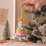 2 Pcs Handmade Crochet Christmas Tree Ornament - Plush Knitted Decoration with Bell - Ideal for Home, Car & Holiday Decor(Style D)