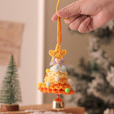2 Pcs Handmade Crochet Christmas Tree Ornament - Plush Knitted Decoration with Bell - Ideal for Home, Car & Holiday Decor(Style G)