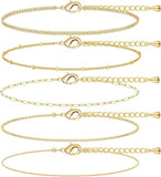 A golden five-piece set Chic Multi-Layered Alloy Bracelet Set - Fashionable Stackable Jewelry