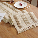 2-PCS Christmas Edition Bohemian Woven Table Runner with Tassels - Rustic Farmhouse Decor for Dining & Coffee Tables