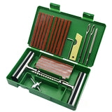 A 33-piece set Green Heavy-Duty Tubeless Tyre Repair Kit - Emergency Puncture Plug Set for Cars, Motorcycles & ATVs
