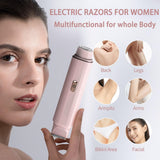 2-in-1 Women's Electric Body Shaver & Facial Trimmer - IPX7 Waterproof, Dual Head with Ceramic Blades, USB Rechargeable(White)