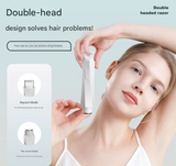 2-in-1 Women's Electric Body Shaver & Facial Trimmer - IPX7 Waterproof, Dual Head with Ceramic Blades, USB Rechargeable(Pink)