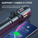 30W High Brightness LED Flashlight with Digital Display & Fluorescent Design - USB Rechargeable, 800-1200M Range(black+One 26650 battery)