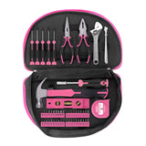 63-Piece Essential Home Repair Tool Kit with Portable Zipper Case(pink)