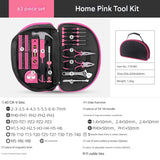 63-Piece Essential Home Repair Tool Kit with Portable Zipper Case(pink)