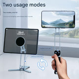 2-in-1 Magnetic Folding Stand for Phones & Tablets - Adjustable Aluminum Desktop & Handheld Holder(silver)