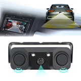 3-in-1 Car Reversing Camera & Parking Sensor System with Monitor - License Plate Frame Mount, Waterproof & Night Vision(black)