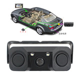3-in-1 Car Reversing Camera & Parking Sensor System with Monitor - License Plate Frame Mount, Waterproof & Night Vision(black)