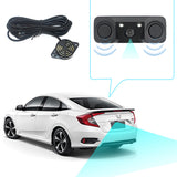 3-in-1 Car Reversing Camera & Parking Sensor System with Monitor - License Plate Frame Mount, Waterproof & Night Vision(black)