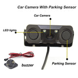 3-in-1 Car Reversing Camera & Parking Sensor System with Monitor - License Plate Frame Mount, Waterproof & Night Vision(black)