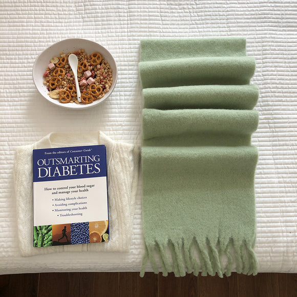 2pc Luxuriously Soft Winter Scarf with Tassel Fringe - Ultra Cozy & Warm Neck Wrap(Mint)