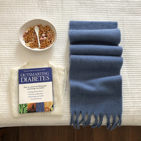 2pc Luxuriously Soft Winter Scarf with Tassel Fringe - Ultra Cozy & Warm Neck Wrap(Sky Blue)