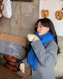 2pc Luxuriously Soft Winter Scarf with Tassel Fringe - Ultra Cozy & Warm Neck Wrap(Lake Blue)