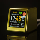 2pc Mini Smart Wi-Fi Weather Station Clock - Desktop Digital Clock with HD IPS Screen, Customizable GIF Display & 3-Day Forecast(Gold)