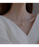 2pc Elegant Interlocking Rings Pendant Necklace with Zirconia Accents - Copper Base, Minimalist Jewelry(platinum)