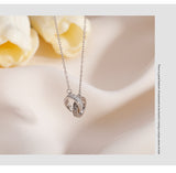 2pc Elegant Interlocking Rings Pendant Necklace with Zirconia Accents - Copper Base, Minimalist Jewelry(platinum)