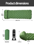 2pc Ultralight Inflatable Camping Sleeping Mat with Integrated Pillow - Waterproof 40D Nylon TPU(Army Green)