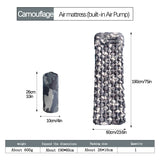 2pc Ultralight Inflatable Camping Sleeping Mat with Integrated Pillow - Waterproof 40D Nylon TPU(Camouflage)