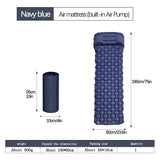 2pc Ultralight Inflatable Camping Sleeping Mat with Integrated Pillow - Waterproof 40D Nylon TPU(Navy Blue)