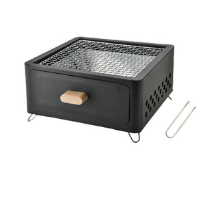 Black Portable Japanese Style Tabletop Charcoal Grill - Compact Hibachi BBQ for Outdoor Camping & Patio